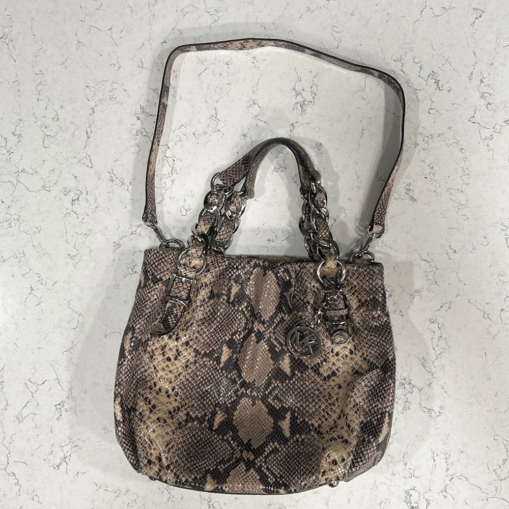 Michael Kors Colette Python Embossed Leather Bag